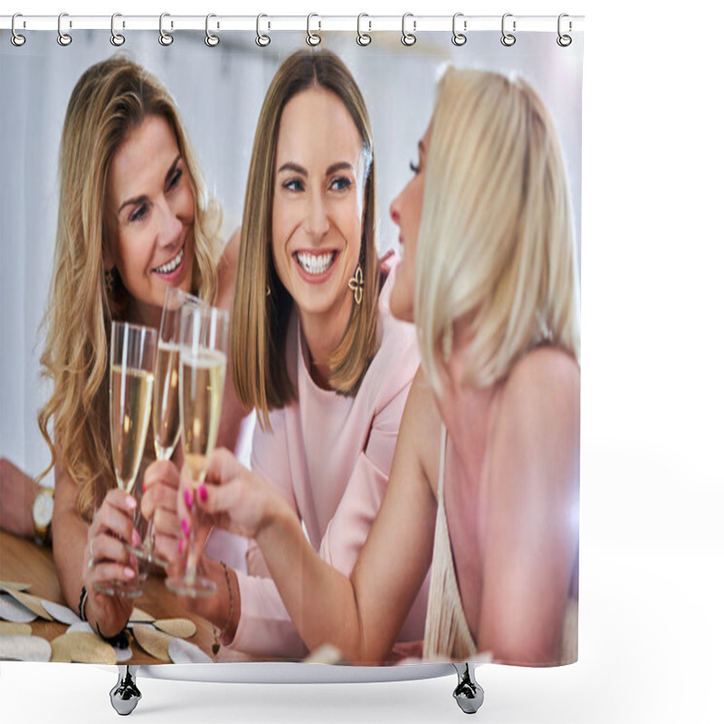 Personality  Picture Presenting Happy Group Of Friends Celebrating Birthday Shower Curtains