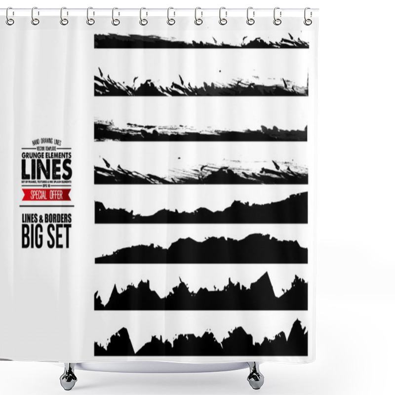 Personality  Set Of Grunge And Ink Stroke Lines Shower Curtains