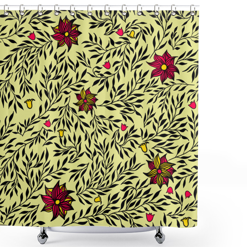 Personality  Vector Seamless Pattern. Floral Stylish Background Shower Curtains