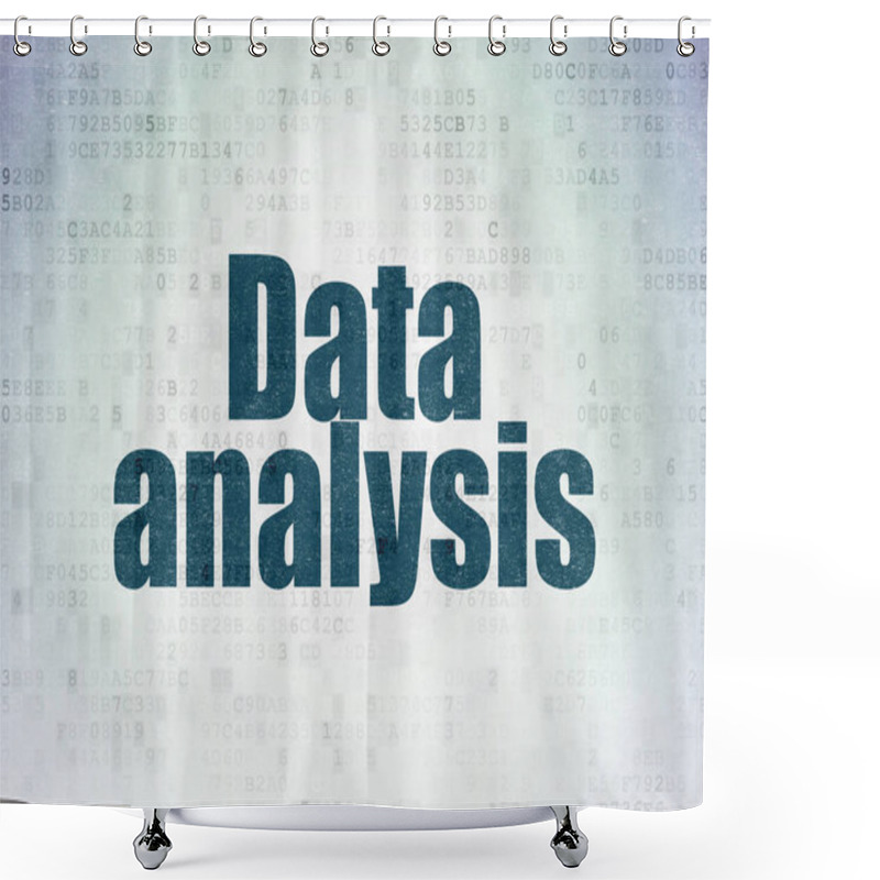 Personality  Data Concept: Data Analysis On Digital Data Paper Background Shower Curtains