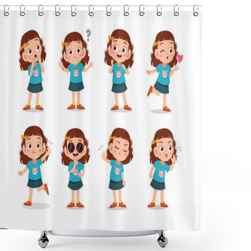 Personality  Kid Child Expression Vector Illustration Set Bundle Shower Curtains