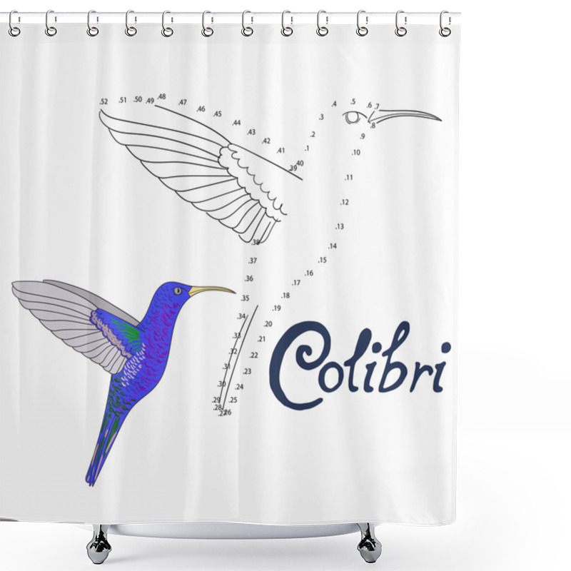 Personality  Educational Game Connect Dots To Draw Colibri Bird Shower Curtains