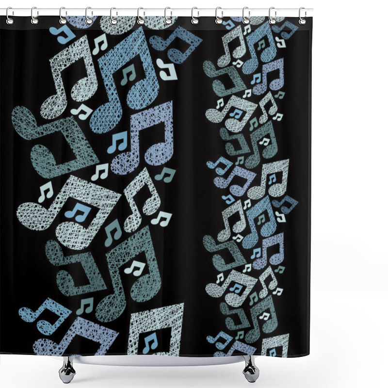 Personality  Music Theme Seamless Pattern With Notes, Vertical Composition, R Shower Curtains