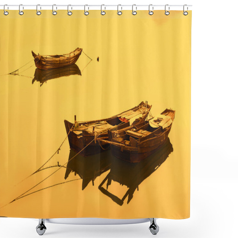 Personality  Traditional Chinese Fishing Boats Shower Curtains