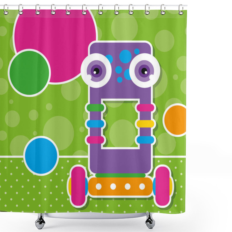 Personality  Cute Robot Greeting Card Shower Curtains