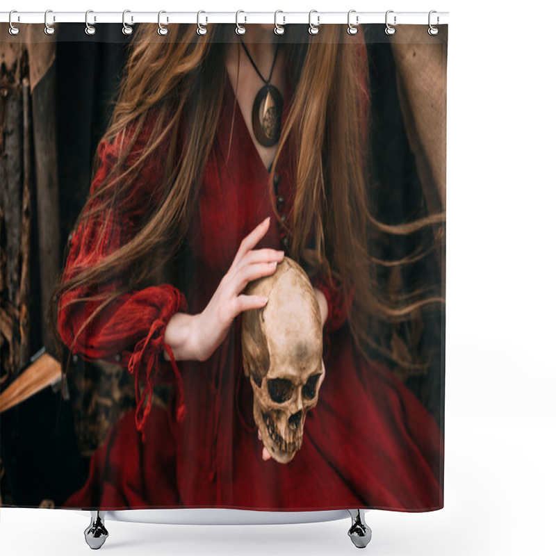 Personality  Young Witch In The Autumn Forest Shower Curtains