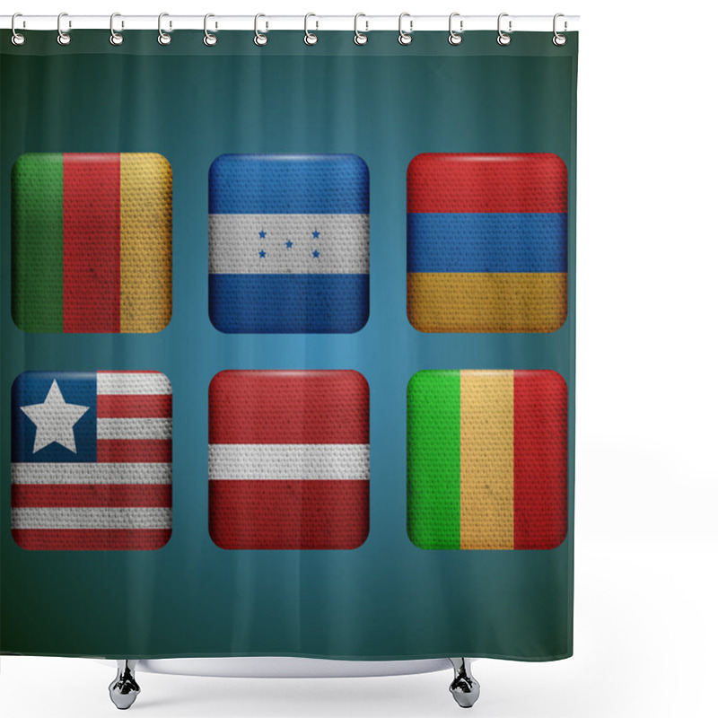 Personality  Vector Flags Set Vector Illustration   Shower Curtains