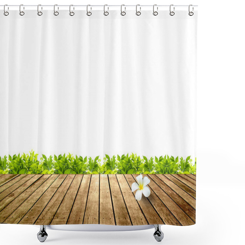 Personality  Plumeria Frangipani Flowers On Wooden Walk Way Shower Curtains