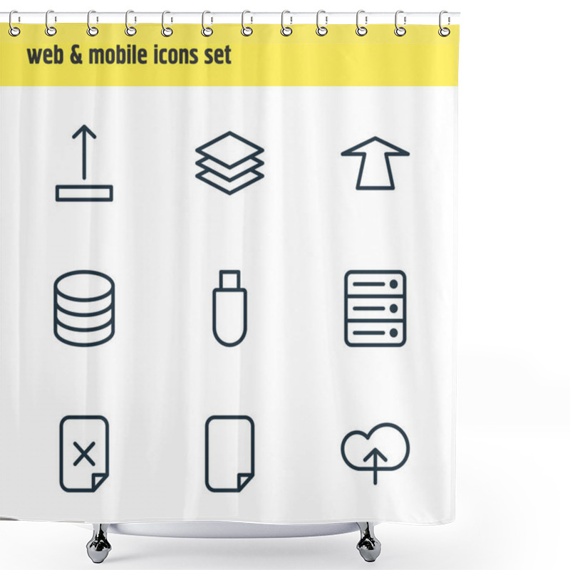 Personality  Vector Illustration Of 9 Memory Icons Line Style. Editable Set Of Upload, Datacenter, Layer And Other Elements. Shower Curtains