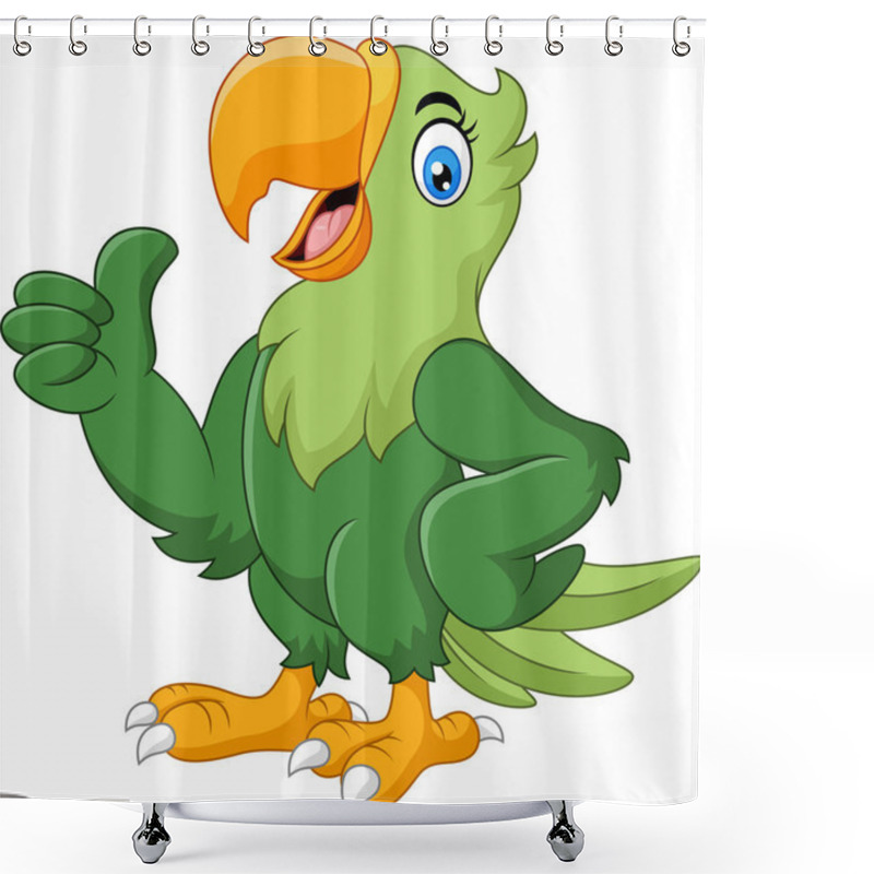 Personality  Cartoon Happy Parrot Giving Thumb Up Shower Curtains