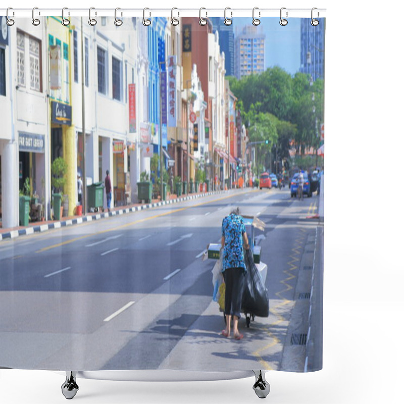 Personality  Elderly Woman Working Shower Curtains