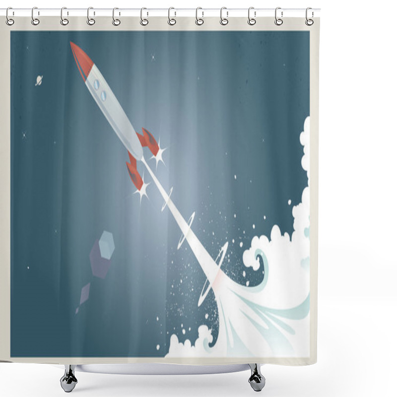 Personality  Rocket Launch Shower Curtains