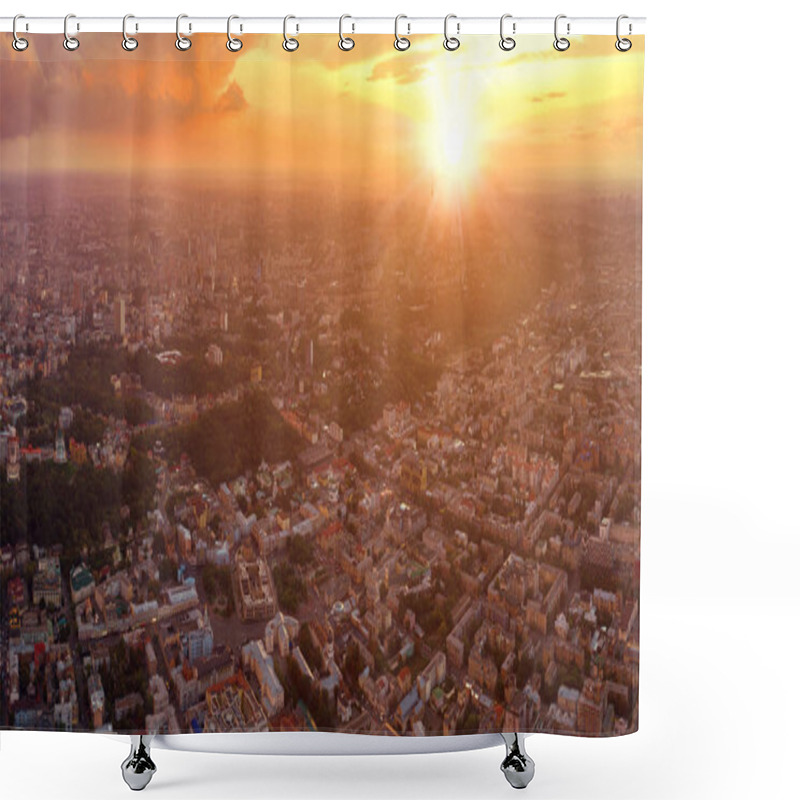 Personality  A Big Panorama Of The City Of Kiev On Podol At Sunset. Shower Curtains