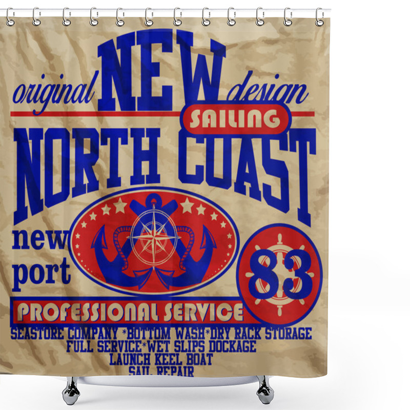 Personality  Sail Yacht Club Man T Shirt Graphic Vector Design Shower Curtains