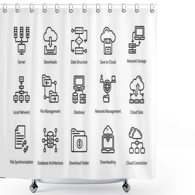 Personality  Programming Line Icons Pack  Shower Curtains