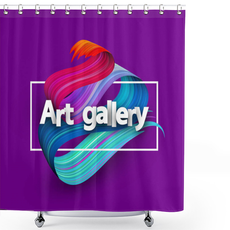 Personality  Art Gaallery Poster With White Frame And Spectrum Brush Stroke On Purple Background. Colorful Gradient Brush Design. Vector Paper Illustration Shower Curtains