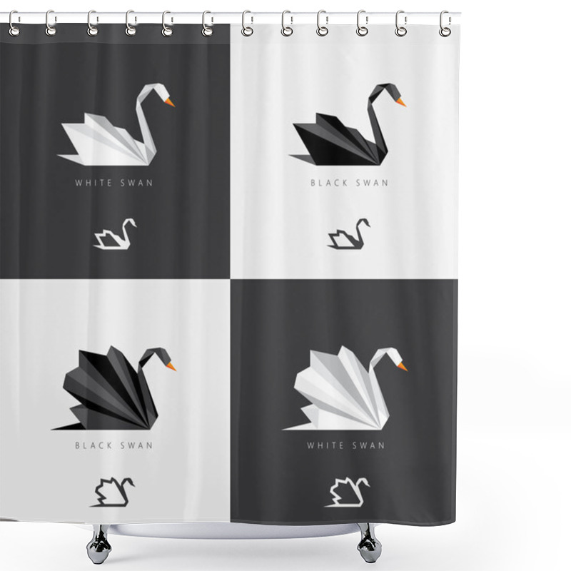 Personality  Black And White Swan Logos Shower Curtains