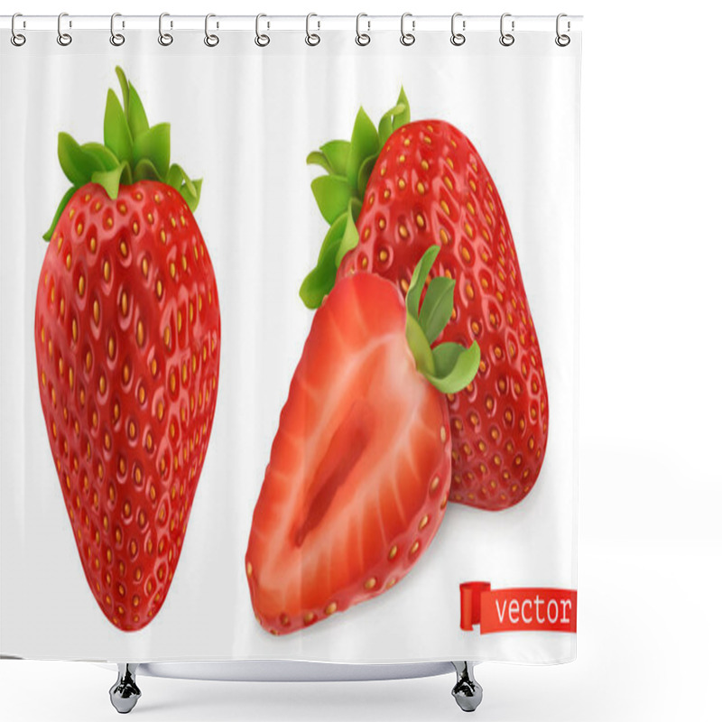 Personality  Strawberry Vectorized Image. Fresh Fruit. 3d Realistic Vector Icon Shower Curtains