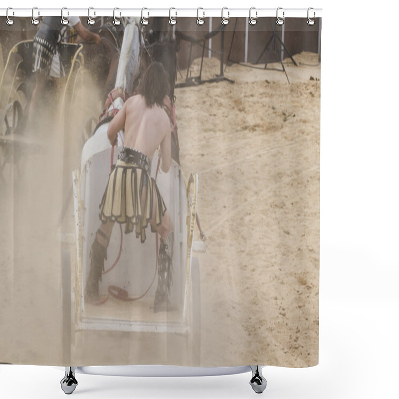 Personality  Roman Chariot On Gladiators Fight Shower Curtains