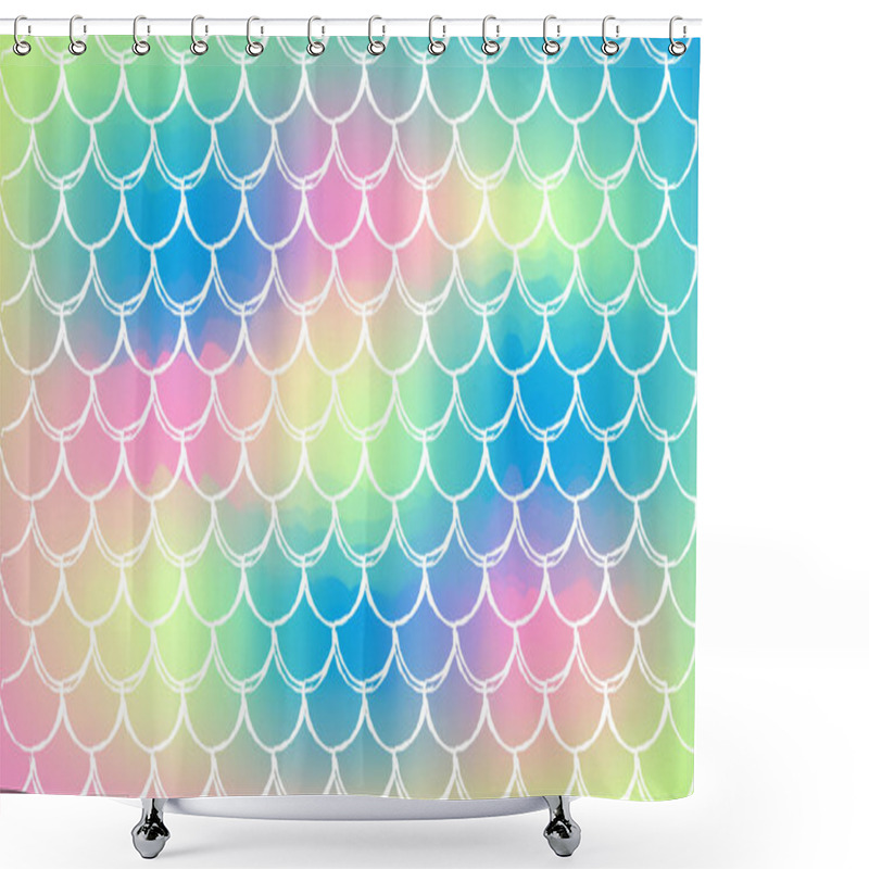 Personality  Fish Scale And Mermaid Background Shower Curtains