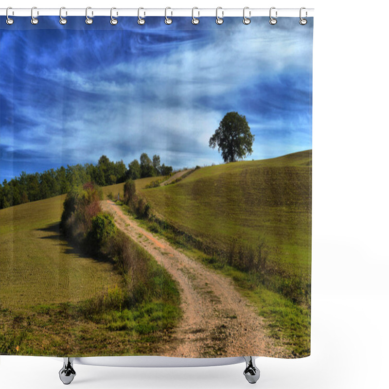 Personality  Typical Tuscany Countryside Landscape; Sunset Over Rolling Hills Shower Curtains