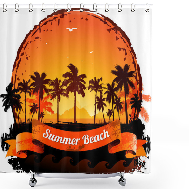 Personality  Summer Holidays Tropical Sunset Background Shower Curtains