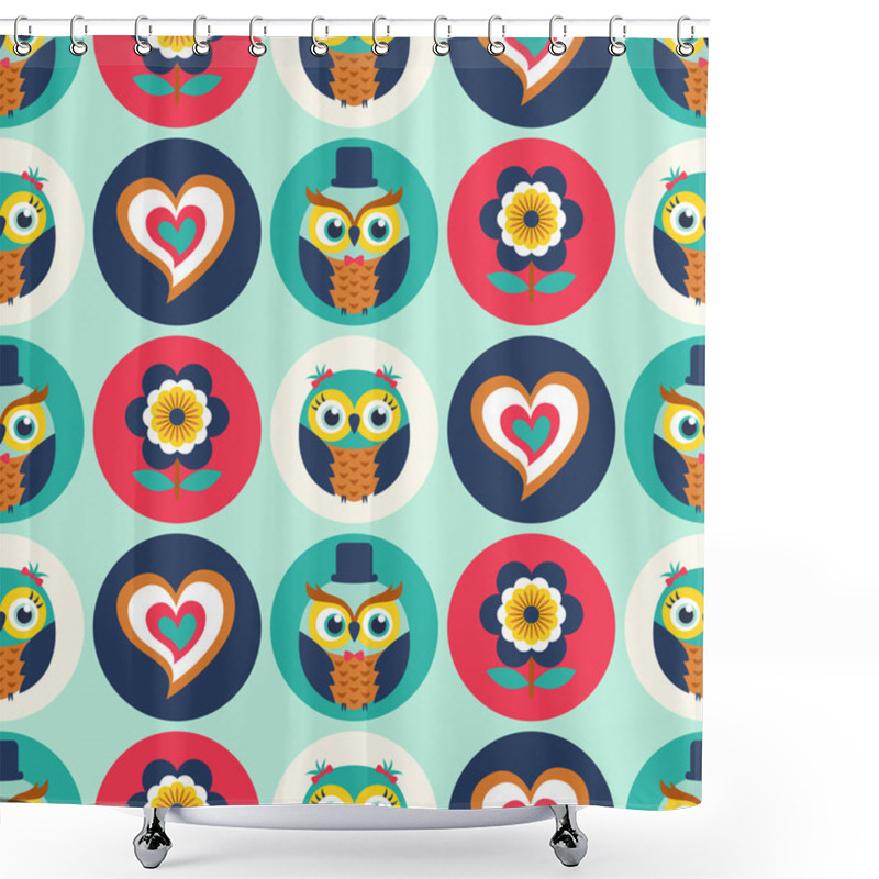 Personality  Seamless Owls Birds Pattern Shower Curtains