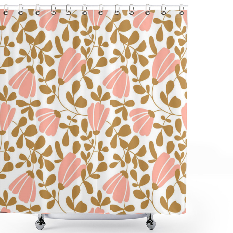 Personality  Seamless Pattern With Leaves And Flowers, Floral Background. Vector Illustration Shower Curtains