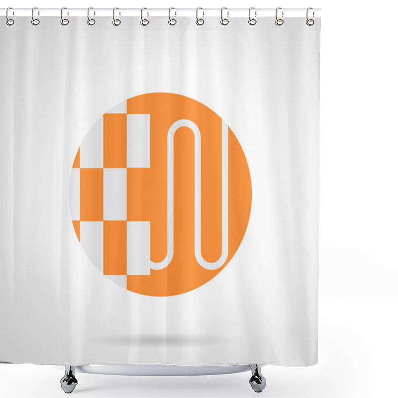 Personality  Heat-insulated Floor Orange Round Vector Icon Shower Curtains