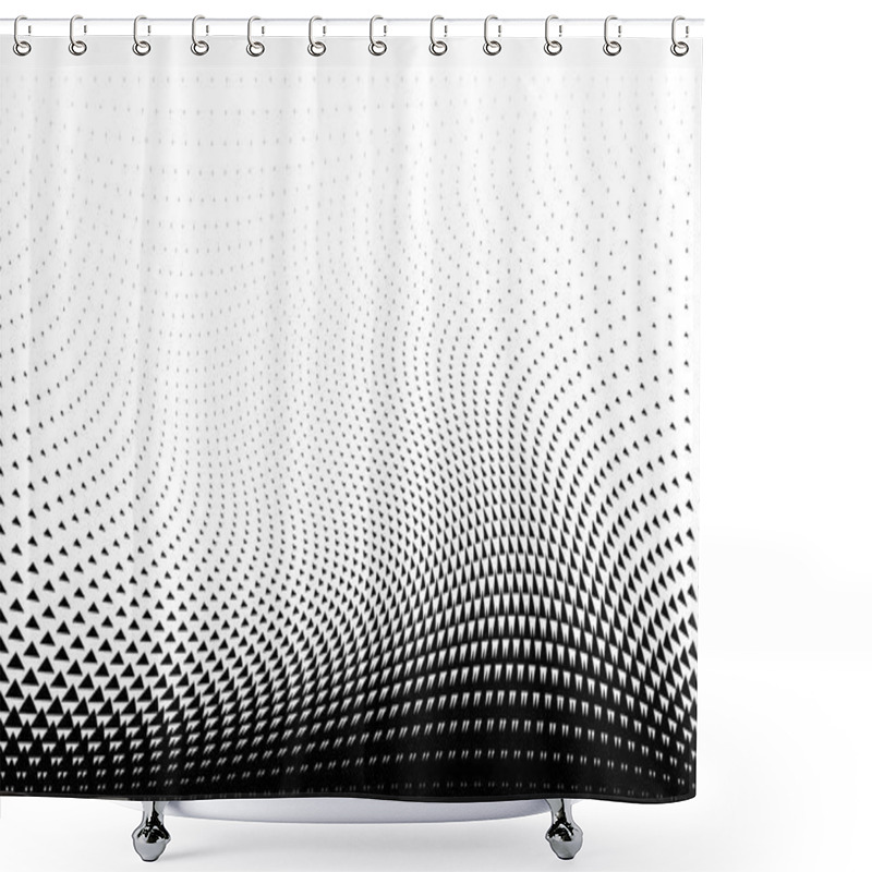 Personality  Triangular Halftone Background. Geometrical Black And White Card. Vector Illustration. Shower Curtains