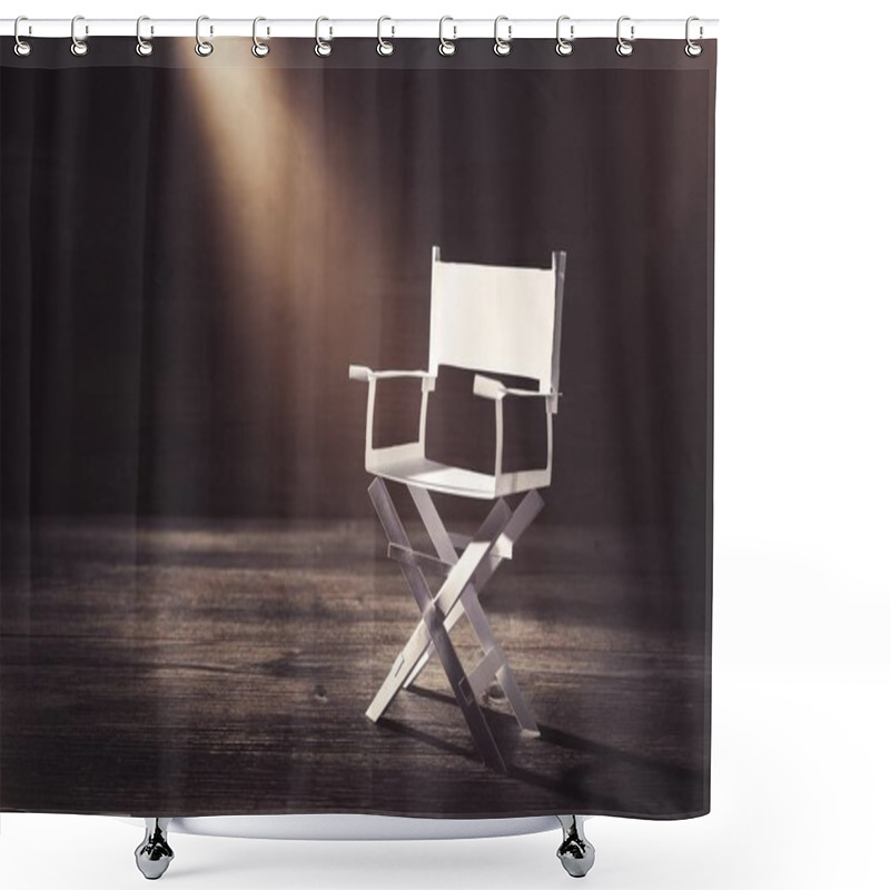 Personality  Paper Director Chair On A Blueish Grey Background Shower Curtains