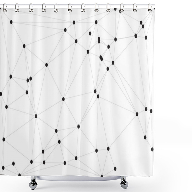 Personality  Abstract Polygonal Mesh With Black Nodes And Thin Lines, Creating A Minimalist Geometric Network Pattern Shower Curtains