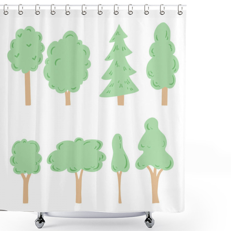 Personality  Set Of Cartoon Tree. Vector Illustration. Shower Curtains