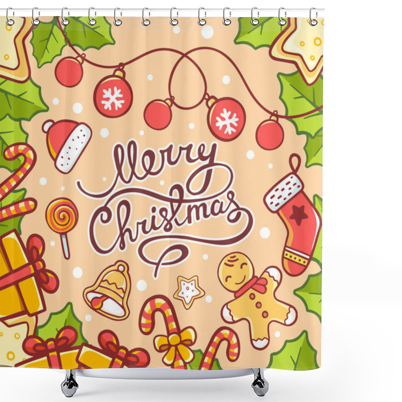 Personality  Christmas Greeting Card Shower Curtains