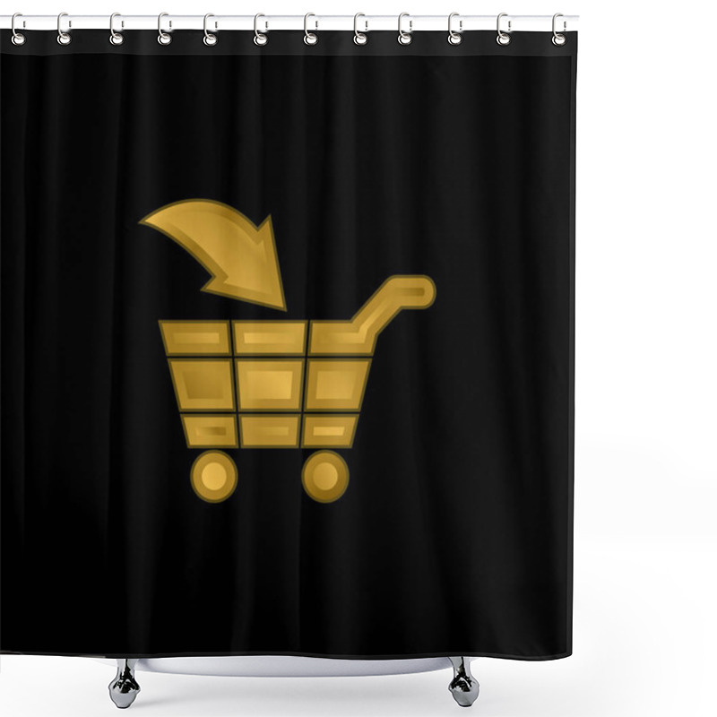 Personality  Add To Cart E Commerce Interface Symbol Gold Plated Metalic Icon Or Logo Vector Shower Curtains