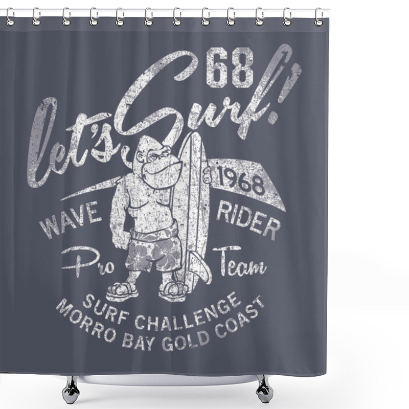 Personality  Gorilla Wave Rider Shower Curtains