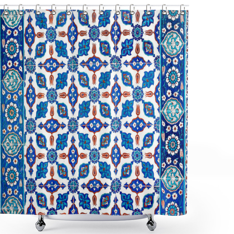 Personality  Ancient Ottoman Handmade Turkish Tiles With Floral Patterns From Rustem Pasha Mosque In Istanbul, Turkey. Shower Curtains