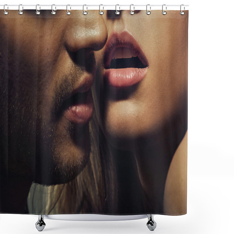 Personality  Beautiful Portrait Of Young Man Lips Shower Curtains