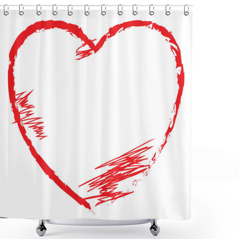 Personality  Hand Draw Red Heart Vector On White Background Shower Curtains