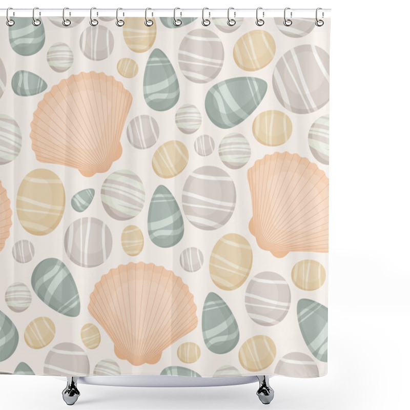 Personality  Stones And Seashells Seamless Pattern Shower Curtains