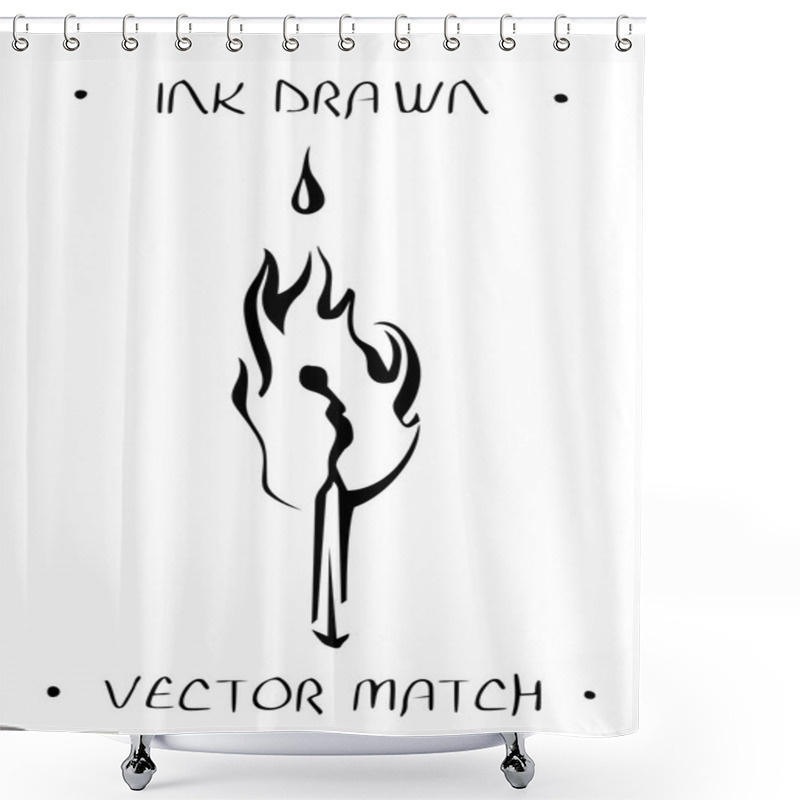 Personality  Burnt Match. Matchstick In Fire. Ink Tattoo Sketch.  Shower Curtains