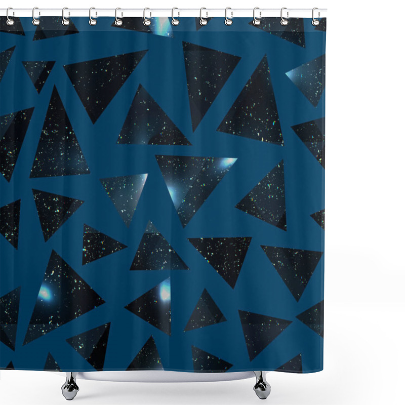 Personality  Abstract Triangle Pattern With Grunge Effect Shower Curtains