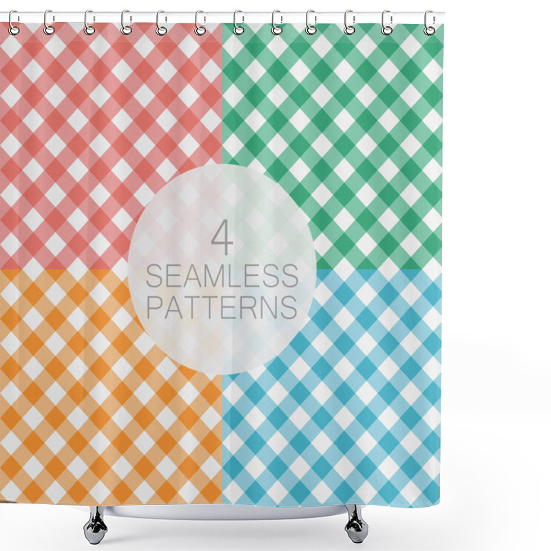 Personality  Set Of Diagonal Gingham Seamless Pattern. Shower Curtains