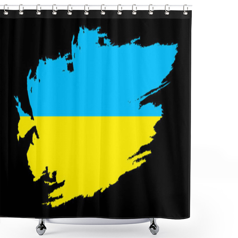 Personality  Patriotic Of Ukraine Flag In Brush Stroke Effect. Vector Illustration Isolated On Black Background. Shower Curtains