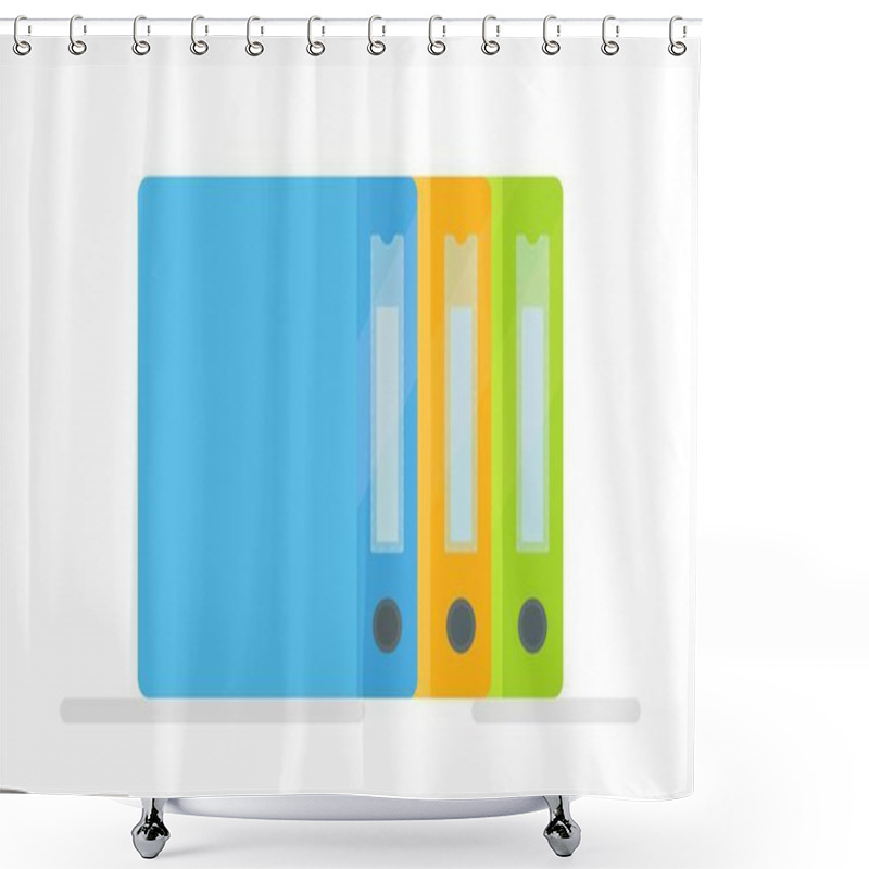 Personality  Vector Illustration Of Three Isolated Folders On A White Background. Documents Business Management Icon Office Data. Isolated Design Information Archive Technology. A Stack Of Colorful Folders. Shower Curtains