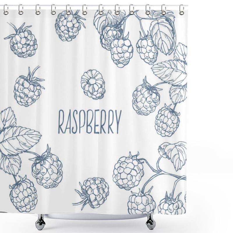 Personality  Hand Drawn Vector Raspberries Illustration With Fruit Shower Curtains