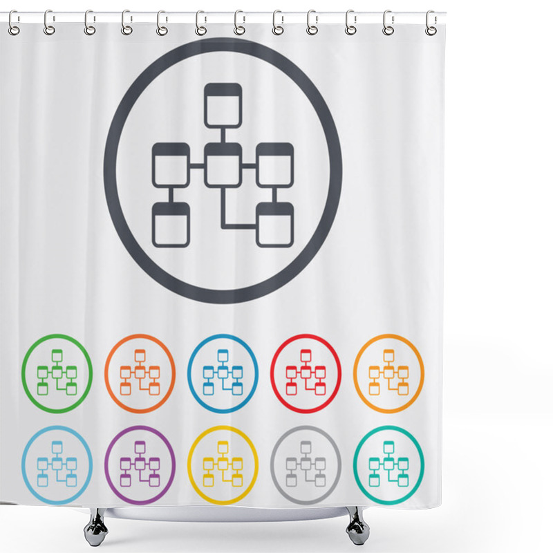 Personality  Database Sign Icon. Relational Database Schema. Shower Curtains