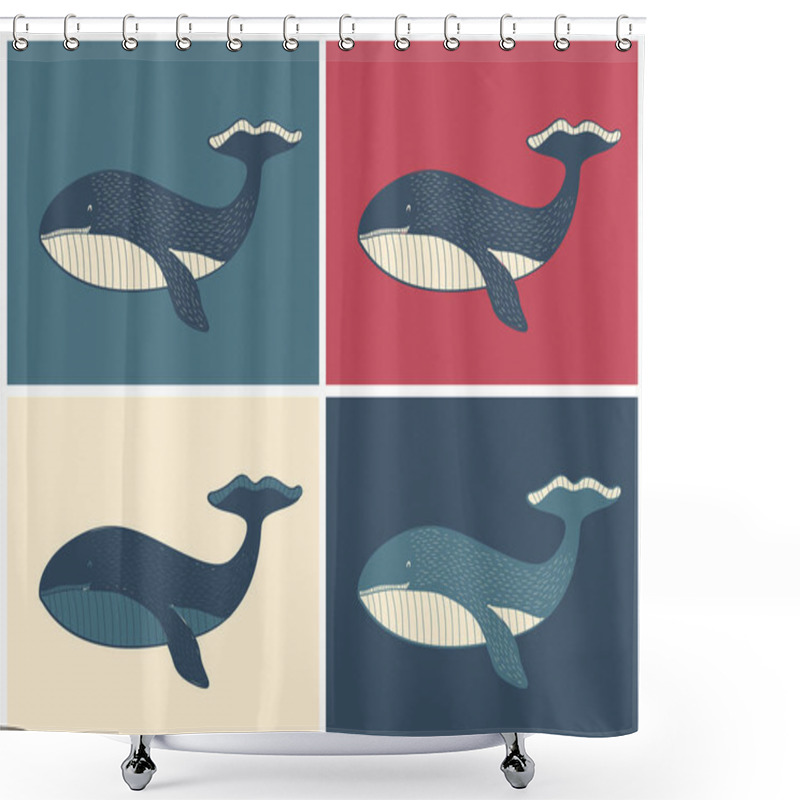 Personality  Retro  Whale Illustration Shower Curtains