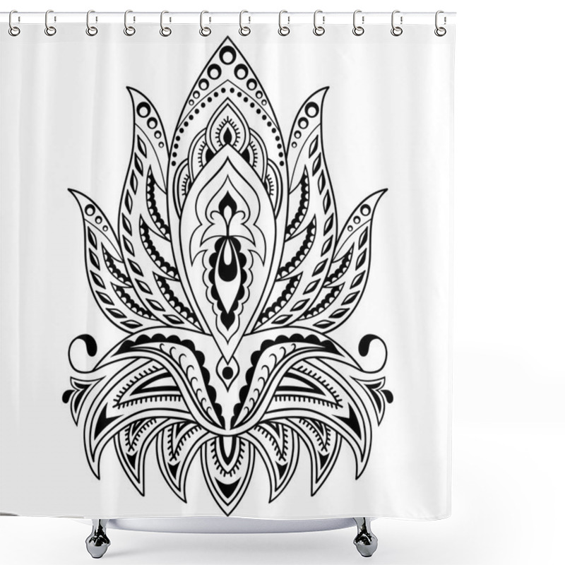 Personality  Henna Tattoo Flower Template In Indian Style. Ethnic  Floral Paisley - Lotus. Mehndi Style. Shower Curtains