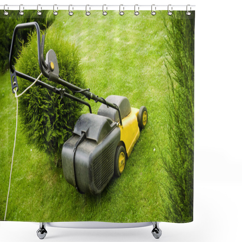 Personality  Lawnmower On The Grass Shower Curtains